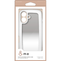 エレコム iPhone 16用&me ハイブリッドケース ぷっくりフレーム ミラー オーロラホワイトフレーム×ミラー PM-A24AHVPMAWH