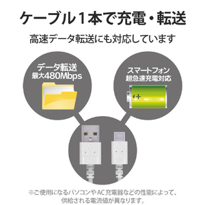 エレコム 極細USB Type-Cケーブル(1．0m) ホワイト MPA-ACX10WH-イメージ6