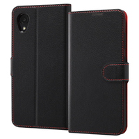 レイアウト Galaxy A22 5G用耐衝撃 手帳型ケース シンプル マグネット ブラック/レッド RT-GA22ELC1/BR