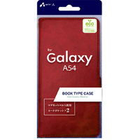 エアージェイ Galaxy A54 5G(SC-53D/SCG21)用PUレザー手帳型ケース レッド AC-A54 PB RD