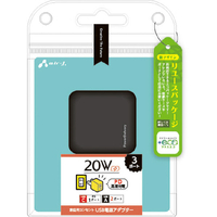 エアージェイ 【+ECO】PD20W対応 TYPE-C1ポート/USB2ポート AC充電器 ブラック AKJ-E20WPD3 BK