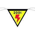 つくし工房 三角旗標識 「200V」 200Vロープ止め300300 FC126GD-7554575