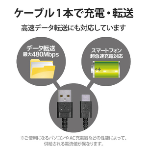 エレコム 極細USB Type-Cケーブル(1．5m) ブラック MPA-ACX15BK-イメージ6