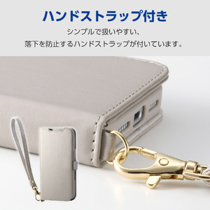 エレコム iPhone17e/16e用 ソフトレザーケース 磁石付 耐衝撃 ハンドストラップ付 グレージュ PM-A25SPLFY4GB-イメージ8