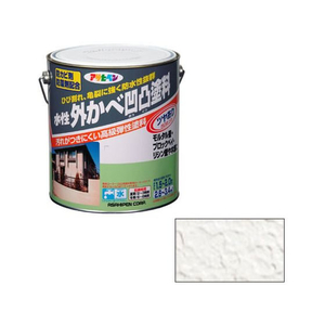 アサヒペン 水性外かべ凹凸塗料ツヤあり 3L ホワイト FC945PN-イメージ1