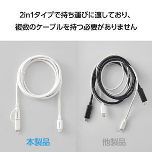 エレコム 2in1ケーブル(USB Type-C - USB Type-C/Lightning変換/MFi認証)(2．0m) ホワイト MPA-CCLAD20WH-イメージ5