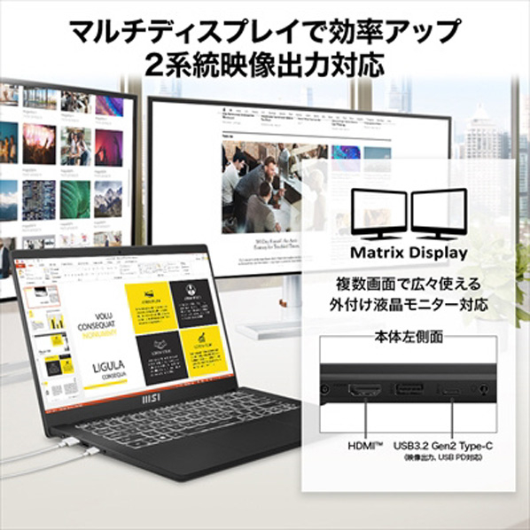 MSI ノートパソコン オリジナル Modern 14 C13M クラシックブラック MODERN-14-C13M-6037JP Type Home Gen2 C13M Microsoft Office Business 16GB グラフィックス USB3 ×1 省エネ目標年度
