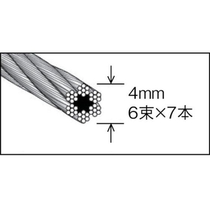 トラスコ中山 メッキ付ワイヤロープ Φ4mm×10m 410140 FC884EK-2134624-イメージ2