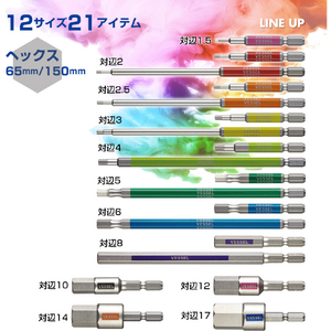 ベッセル（ＴＮ） 剛彩ビット　（片頭ヘックス）　対辺２×１５０ｍｍ GSH020L-イメージ4