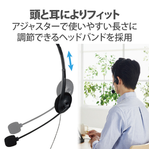 エレコム タブレット用ヘッドセット(両耳小型オーバーヘッドタイプ) ブラック HS-HP01STBK-イメージ4