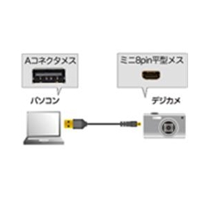 サンワサプライ ミニUSBケーブル(ミニ8ピン平型タイプ) ブラック1m KU-SLAMB810-イメージ2