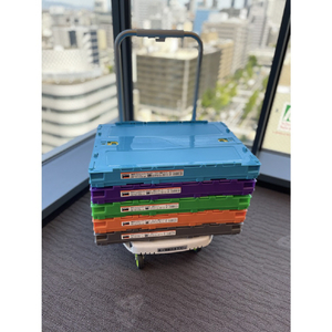 トラスコ オリコン 薄型折りたたみコンテナ スケルコン ５０Ｌ ロックフタ付 透明ブラウン TRUSCO 折りたたみコンテナ“スケルコン” 薄型タイプ（スライドロックフタ付） TSK-C50B--BR-イメージ9