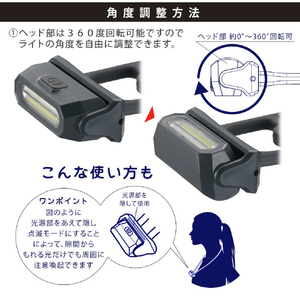 オーム電機 電池式ウォーキングライト グレー LH-N25A7-H-イメージ3
