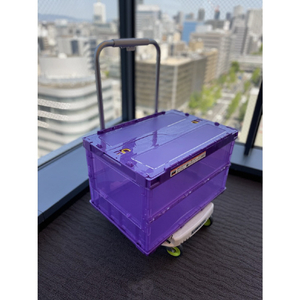 トラスコ オリコン 薄型折りたたみコンテナ スケルコン ５０Ｌ ロックフタ付 透明バイオレット TRUSCO 折りたたみコンテナ“スケルコン” 薄型タイプ（スライドロックフタ付） TSK-C50B--VI-イメージ8