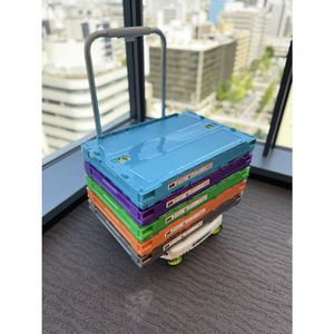 トラスコ オリコン 薄型折りたたみコンテナ スケルコン ５０Ｌ ロックフタ付 透明バイオレット TRUSCO 折りたたみコンテナ“スケルコン” 薄型タイプ（スライドロックフタ付） TSK-C50B--VI-イメージ9