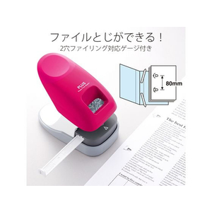 プラス 針なしホッチキス ペーパークリンチ卓上型 12枚とじ ピンク F594323-31212-イメージ7