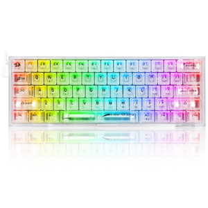 幅295×奥106×高さ34mmサイズのゲーミングキーボードで、省スペースで人気のあるテンキーレスキーボードよりさらに小さい60%サイズです。スケルトンボディにRGBが美しく輝きます。 ●RGBが映え