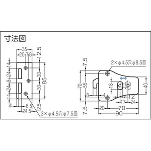 スガツネ工業 HC-70ステンレス鋼製引戸面付カマ錠 FC786FN-4403801-イメージ2