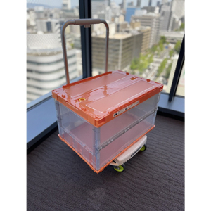 トラスコ オリコン 薄型折りたたみコンテナ スケルコン ５０Ｌ ロックフタ付 オレンジ／透明ブラック TRUSCO 折りたたみコンテナ“スケルコン” 薄型タイプ（スライドロックフタ付） TSK-C50B--ORT-イメージ8
