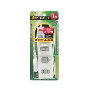 エルパ スイッチ付扉付タップ(3個口・1m) 1m WBS-T3010BW エルパ スイッチ付扉付タップ(3個口・1m) 1m WBS-T3010BW