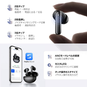Haylou Flowbuds N50 ノイズキャンセリング完全ワイヤレスイヤホン Black HL-HT02-BK-イメージ13