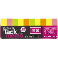 コクヨ タックメモ 蛍光色 25×7.2 4色 100枚×10本 F818682-ﾒ-1397