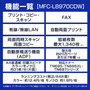 ブラザー A4カラーレーザー複合機 JUSTIO ホワイト＆ダークグレー MFC-L8970CDW-イメージ4