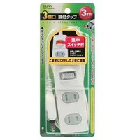 エルパ スイッチ付扉付タップ(3個口・3m) 3m WBS-T3030BW
