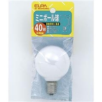 エルパ ミニボール球 E17口金 40W ホワイト 1個入り G-83H(W)