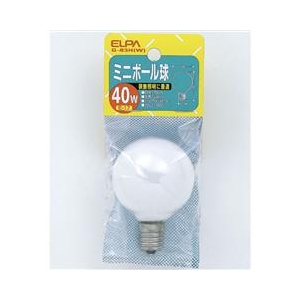 エルパ ミニボール球 E17口金 40W ホワイト 1個入り G-83H(W)-イメージ1