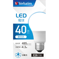 Verbatim LED電球 E26口金 全光束485lm(4．3W一般電球・広配光タイプ) 昼光色相当 LDA4D-G/LCV3