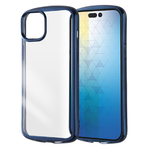 レイアウト iPhone 15 Plus/14 Plus用耐衝撃 TPUソフトケース METAMORU ブルー RT-P43TC13/AM-イメージ1