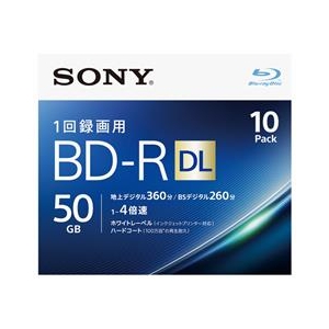 SONY 録画用50GB 2層 1-4倍速対応 BD-R追記型 ブルーレイディスク 10枚入り 10BNR2VJPS4-イメージ1
