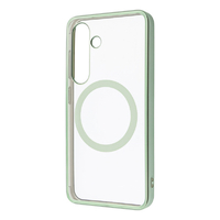 レイアウト Galaxy S25用Like standard MagSafe対応 マグネットアクセサリー対応 衝撃吸収 バンパー マット メタリック ハイブリッドケース ライトグリーン RT-GS25MG3/LGM