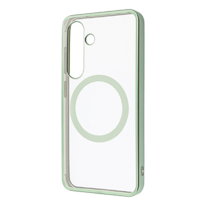 レイアウト Galaxy S25用Like standard MagSafe対応 マグネットアクセサリー対応 衝撃吸収 バンパー マット メタリック ハイブリッドケース ライトグリーン RT-GS25MG3/LGM-イメージ1