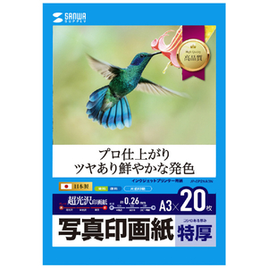 サンワサプライ インクジェット写真印画紙(A3・フォト光沢・特厚・20枚) JP-EP2NA3N-イメージ1