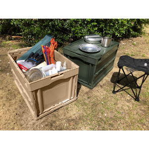 トラスコ オリコン　蓋つき折りたたみコンテナ　５０Ｌ　コヨーテ CT50-CYT-イメージ7