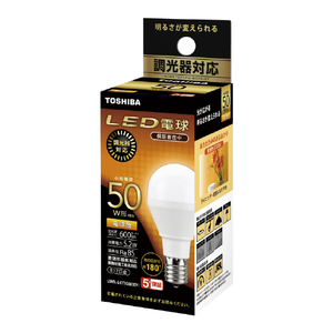東芝 LED電球 E17口金 全光束600lm(5．2W小形電球タイプ) 電球色相当 LDA5L-G-E17/DSK50V1-イメージ1
