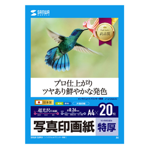 サンワサプライ インクジェット写真印画紙(A4・フォト光沢・特厚・20枚) JP-EP2NA4N-イメージ1