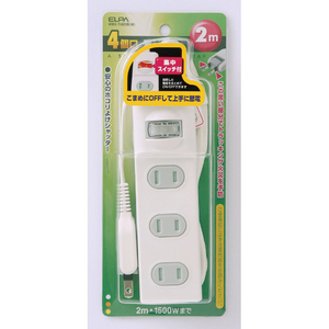 エルパ 扉付タップ 集中スイッチ付(4個口・2m) WBS-T4020BW エルパ 扉付タップ 集中スイッチ付(4個口・2m) WBS-T4020BW
