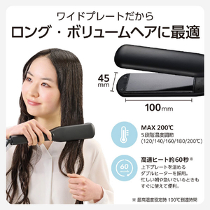 テスコム マイナスイオン ワイドストレートアイロン ブラック TS369A-K-イメージ2