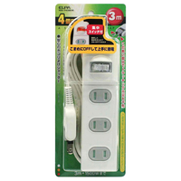 エルパ 扉付タップ 集中スイッチ付(4個口・3m) WBS-T4030BW