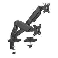 グリーンハウス 液晶モニターアーム メカニカルスプリング 2画面 クランプ/グロメット式 ブラック GH-AMET2HC-BK