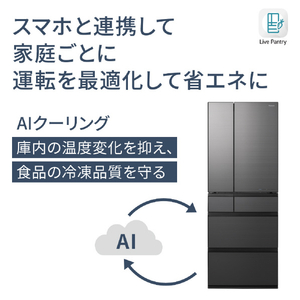 パナソニック 601L 6ドア冷蔵庫 オニキスミラー NR-F60WX1-X-イメージ7