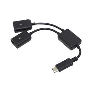 ルートアール USB2．0 Type-C OTGケーブル(2ポート・18cm) ブラック RC-OTG2TCB-イメージ1