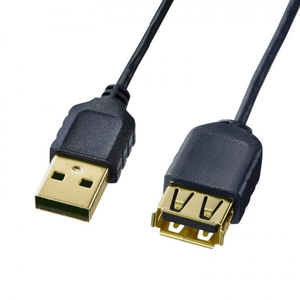 サンワサプライ 極細USB延長ケーブル(A-Aメス延長タイプ・1.5m) ブラック KU-SLEN15BKK-イメージ1