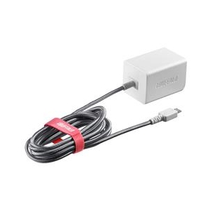 BUFFALO 2．4A USB急速充電器 microUSB急速ケーブル一体型タイプ(1．8m) ホワイト BSMPA2401BC1WH-イメージ1