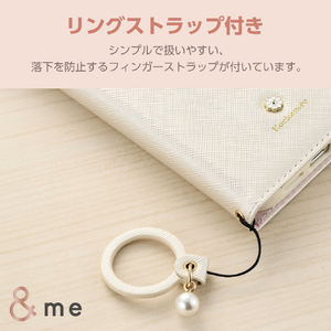 エレコム iPhone 16用&me ソフトレザーケース 磁石付 フィンガーストラップ付 ホワイト PM-A24APLFJM2WH-イメージ6