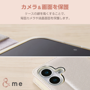 エレコム iPhone 16用&me ソフトレザーケース 磁石付 フィンガーストラップ付 ホワイト PM-A24APLFJM2WH-イメージ7