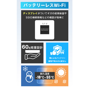 リーフラント ecoco 給電型ポケットWiFi ホワイト TD20-10-WH-イメージ3